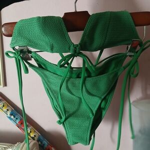 PACSUN SWIM Emerald Textured Bikini Set